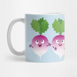 Cute turnip vegetable trio singing cartoon Mug